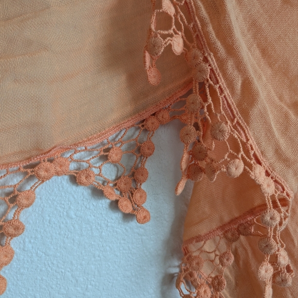Chico's Coral Crochet Edge Scarf - Picture 3 of 3